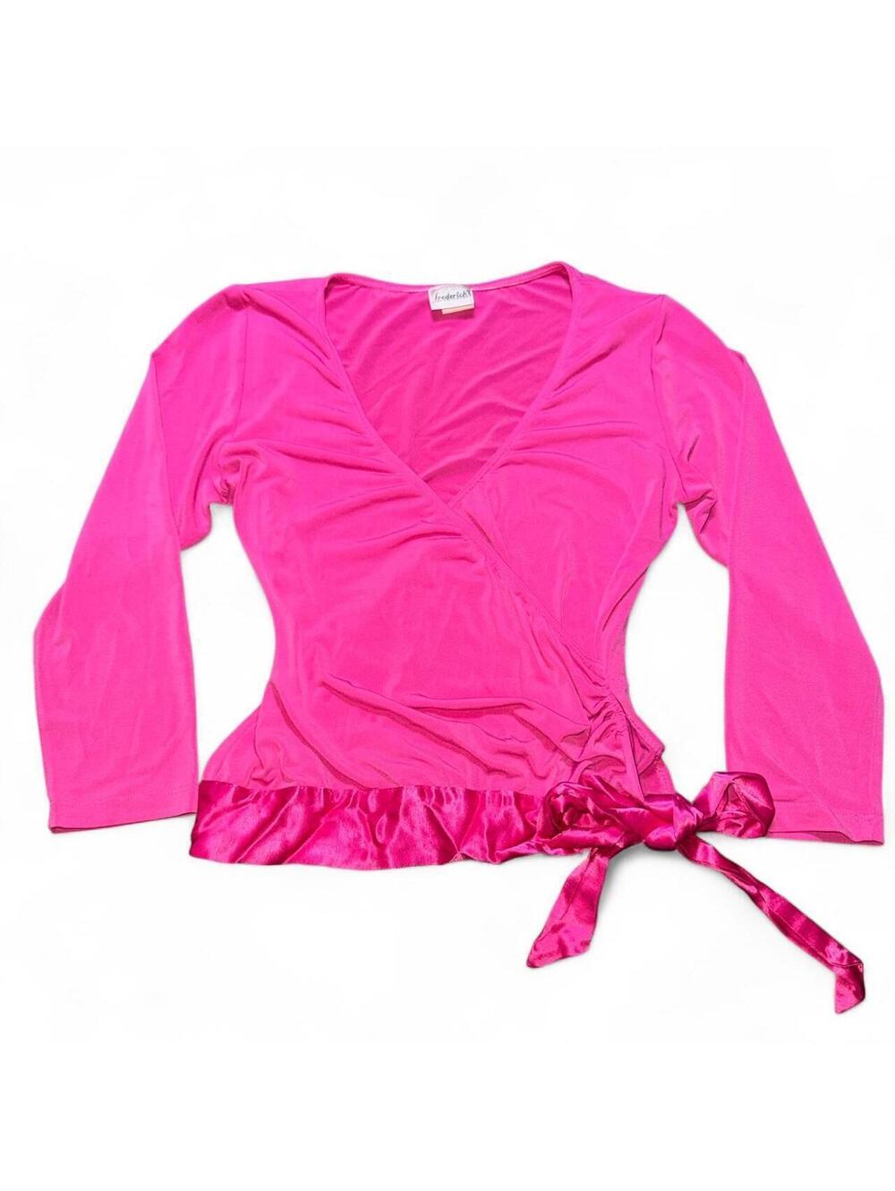 Vintage Y2K Frederick’s of Hollywood Hot Pink Wrap Bow Top M